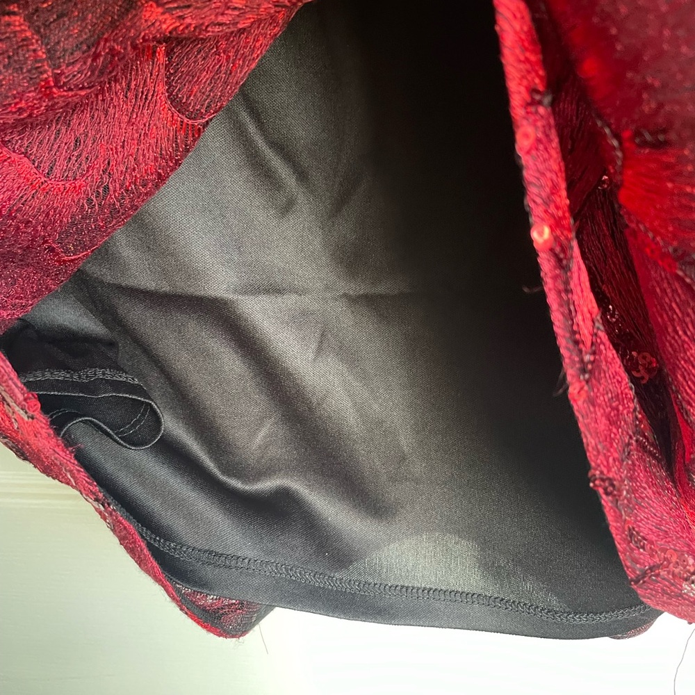 WHBM Red Sequined Embroidered Dress, Fully Lined - Picture 8 of 14